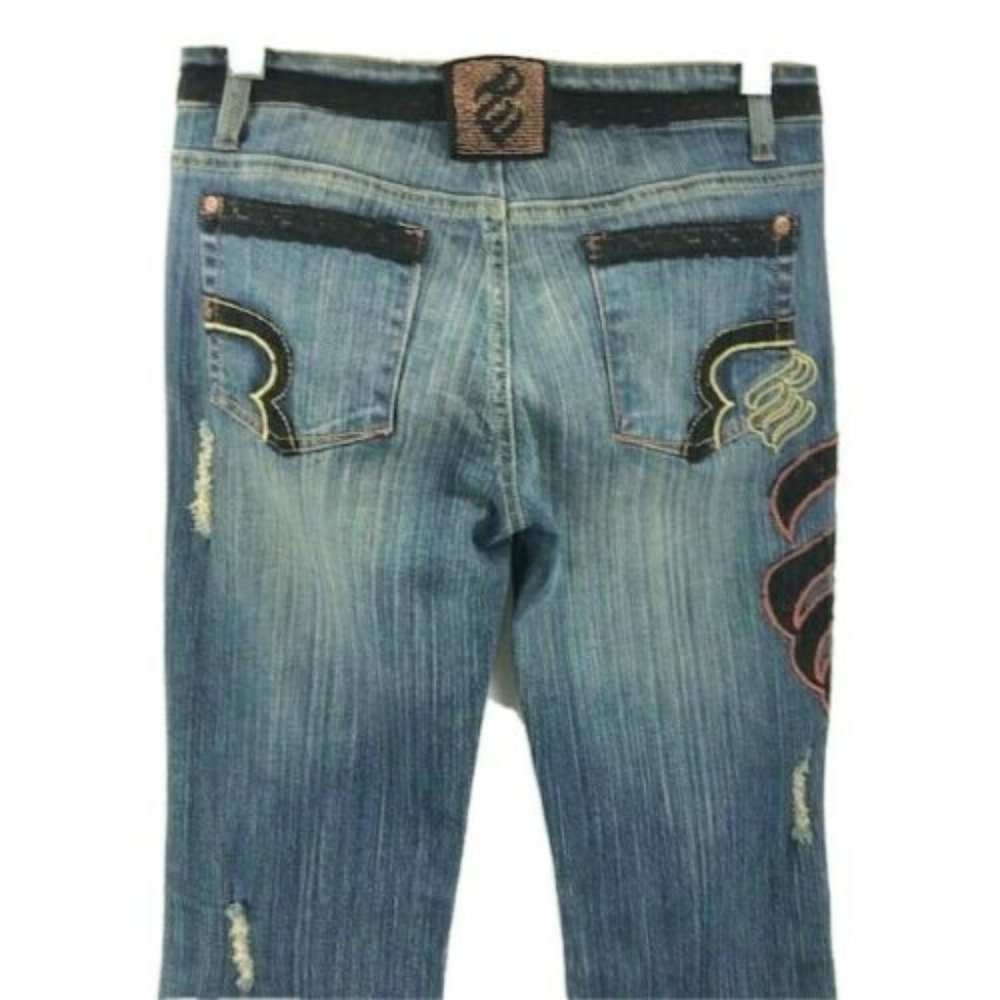 Rocaware Junior's Jeans Blue Black Khaki Rust Distressed 5 Pockets Size 5 x 33"